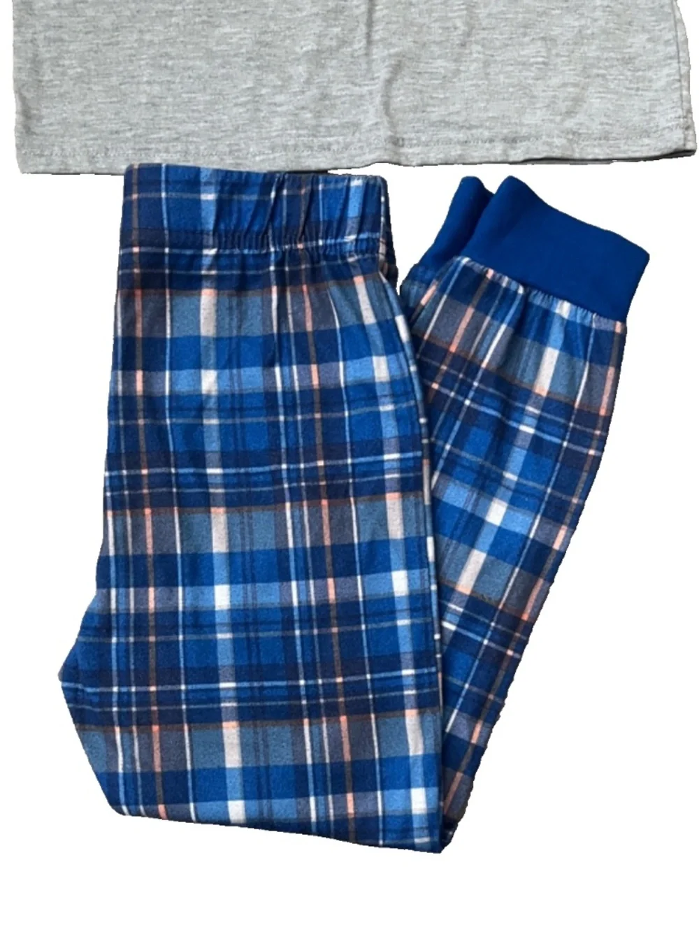 Sleep On It Boys Blue Baseball Top & Plaid Pajama Pants Set Size 6/7